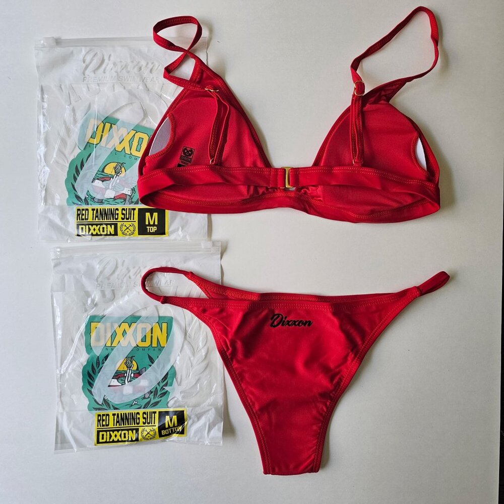 NWT | DIXXON Red Bikini Swimwear Triangle Top Cheeky Bottom Size M SET - Picture 2 of 3